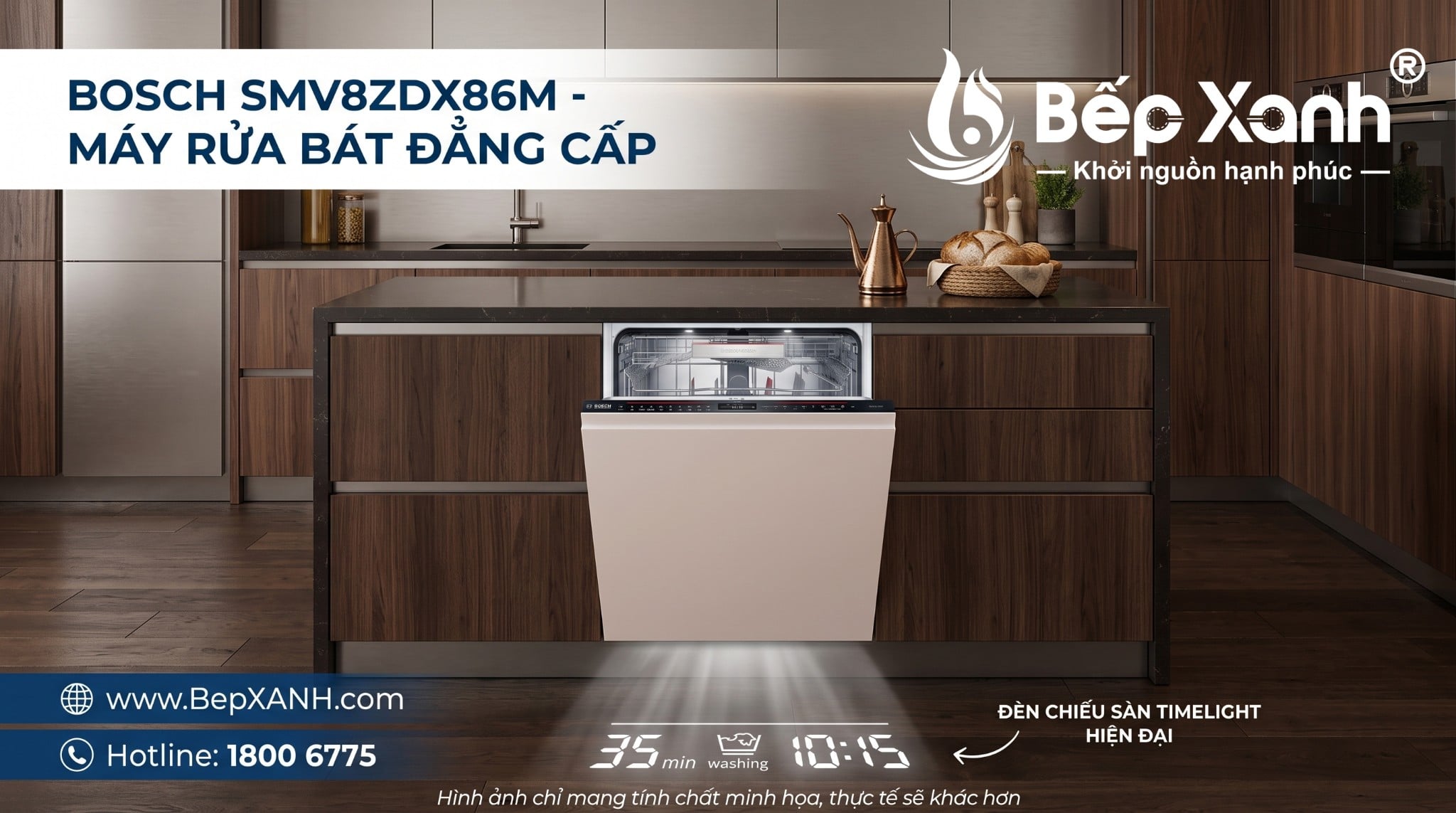 Bosch SMV8ZDX86M Đèn chiếu sàn TimeLight hiện đại