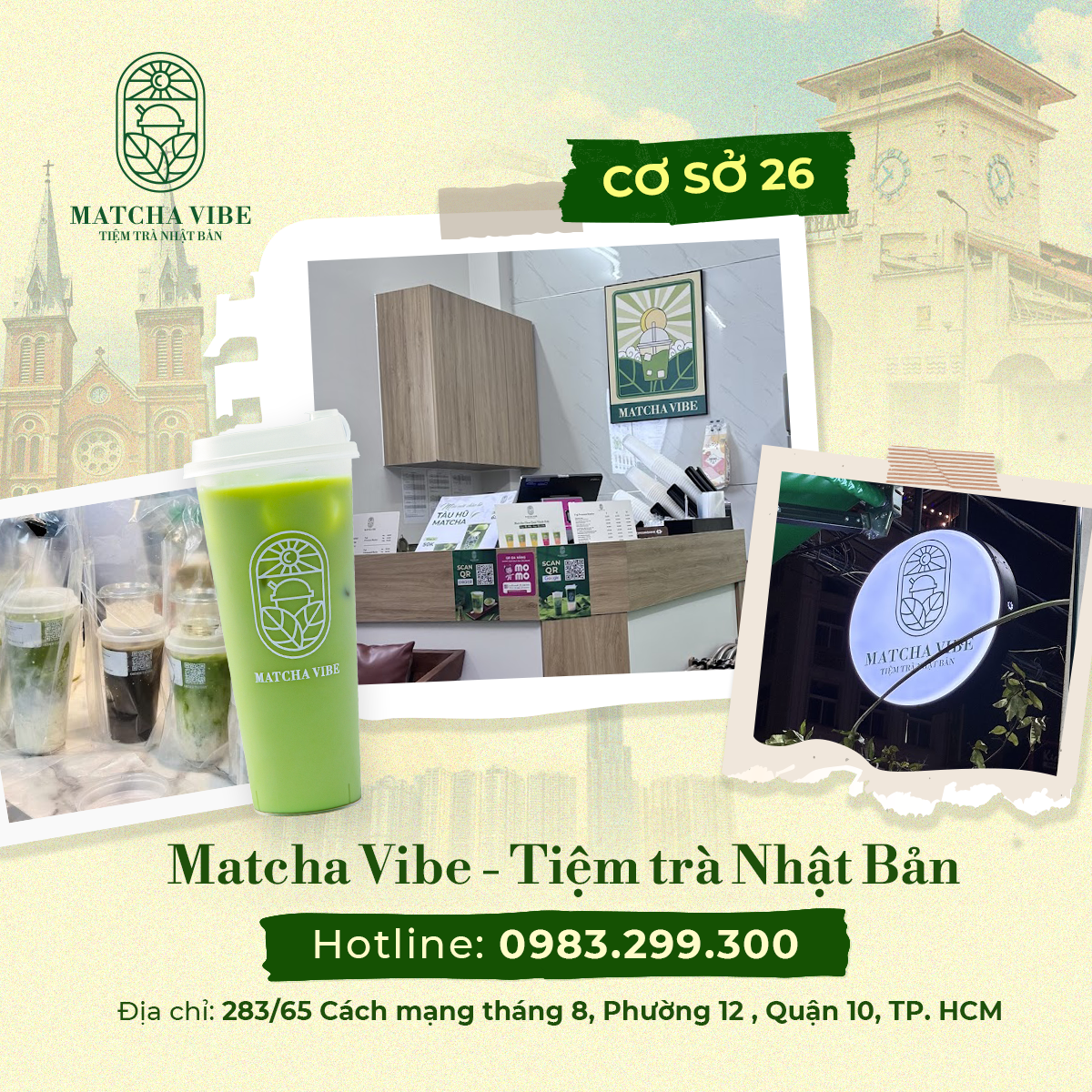 Matcha Vibe cơ sở 26 - 283/65 Cách mạng tháng 8, Phường 12 , Quận 10, TP. HCM