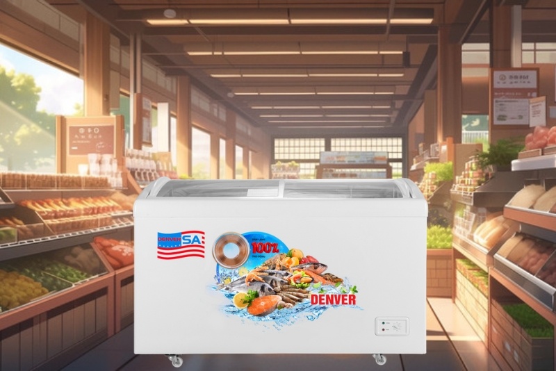 Gợi ý 4 mẫu tủ kính đông cong Denver phù hợp cho cửa hàng & siêu thị