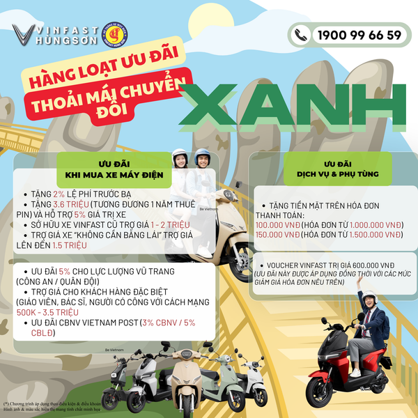 HÀNG LOẠT ƯU ĐÃI HẤP DẪN TRONG THÁNG 08/2026 TẠI VINFAST HÙNG SƠN