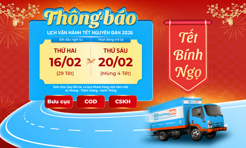 GIAO HÀNG NẶNG THÔNG BÁO LỊCH HOẠT ĐỘNG TẾT NGUYÊN ĐÁN 2026