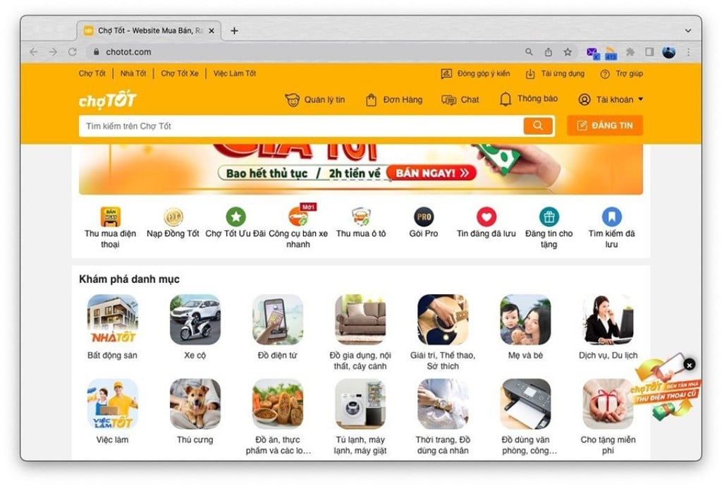 Chợ Tốt nền tảng mua bán trực tuyến tại Việt Nam
