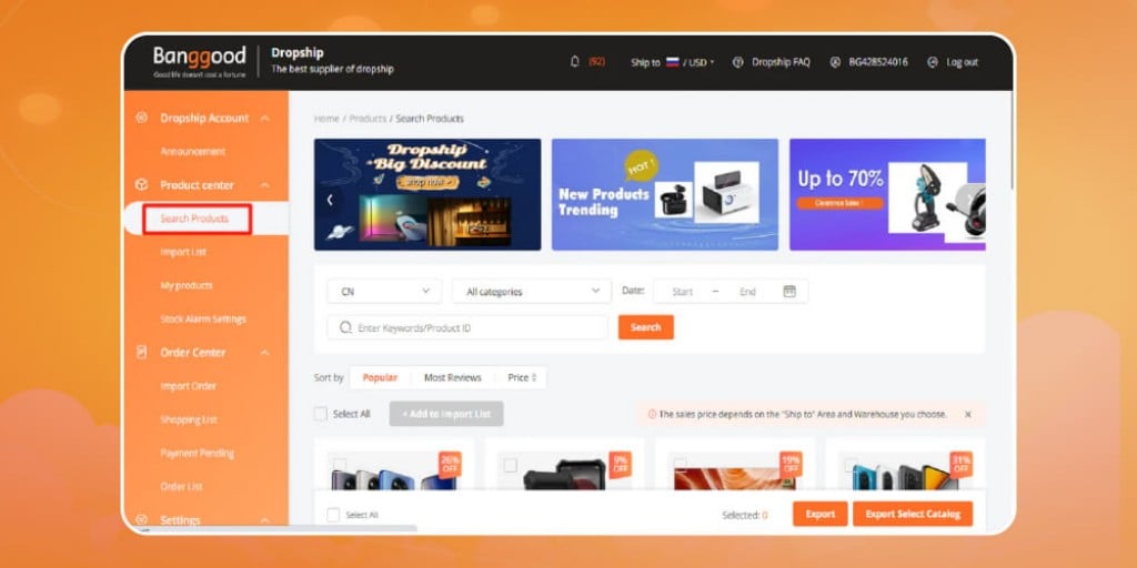 Website mua hàng Trung Quốc Banggood