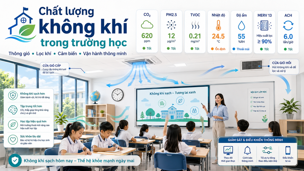 Trường học hiện đại cần chất lượng không khí trong nhà tốt hơn, không chỉ cần điều hòa mát hơn