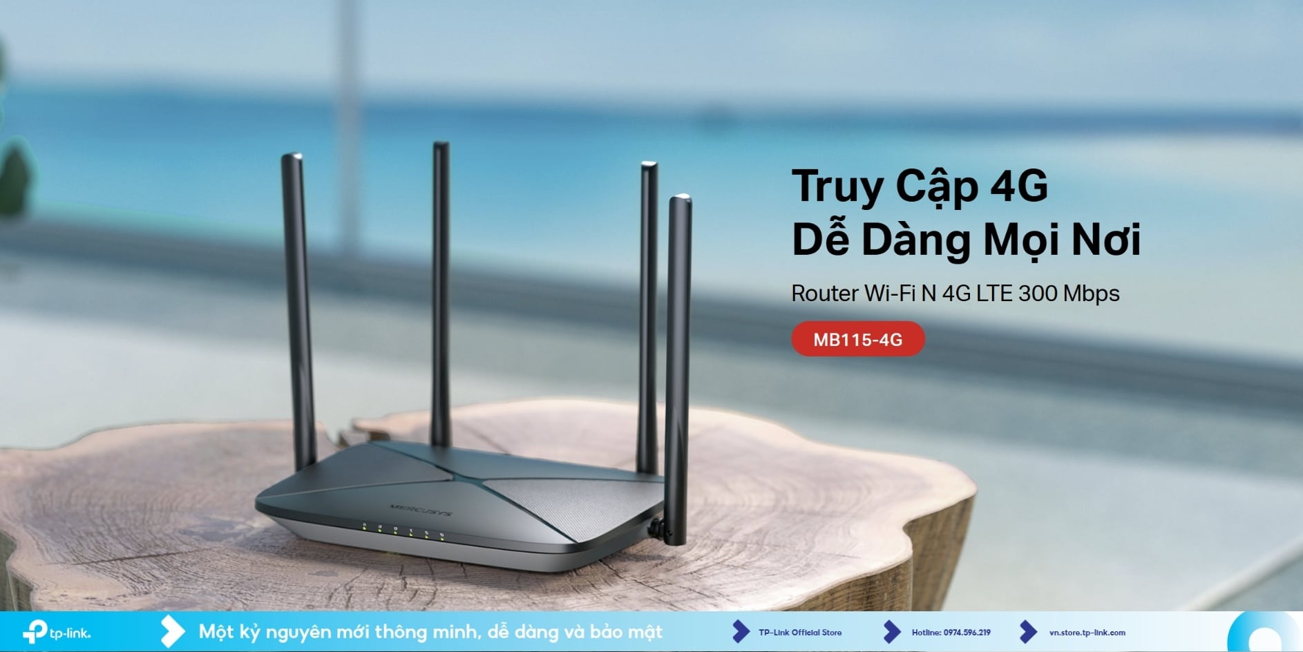 Router MERCUSYS MB115-4G: Cắm SIM Dùng Ngay, Wi-Fi 4G Tốc Độ 300 Mbps