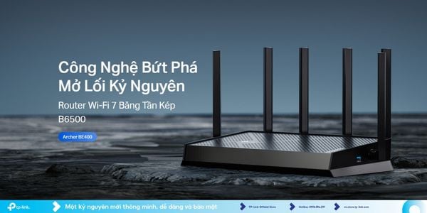TP-Link Archer BE400 : Router Wi-Fi 7 Băng Tần Kép Tốc Độ 6.5 Gbps