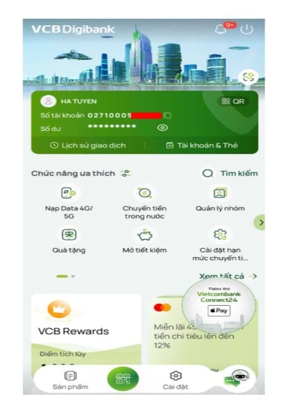 Đăng nhập ứng dụng VCB Digibank