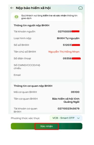 Xác nhận lại thông tin người tham gia bảo hiểm