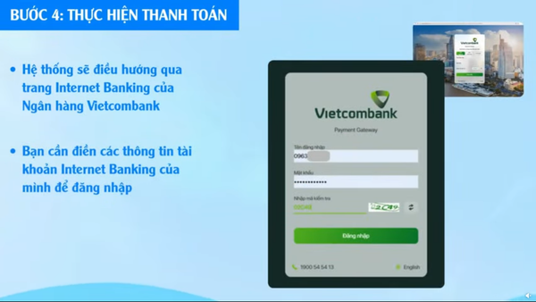 Đăng nhập vào tài khoản ngân hàng đã chọn