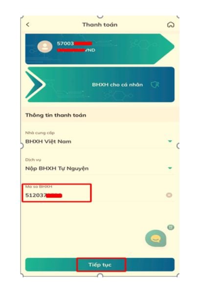 Nhập thông tin đóng bảo hiểm và thanh toán