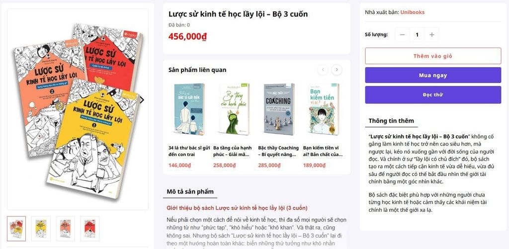 Mua combo 3 cuốn Lược sử kinh tế học lầy lội trên website Unibooks sẽ có giá ưu đãi hơn và được freeship