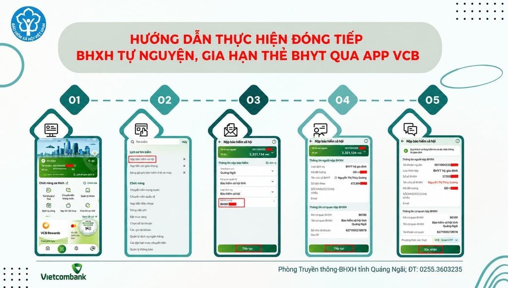 Hướng dẫn đóng bảo hiểm y tế qua ngân hàng Vietcombank