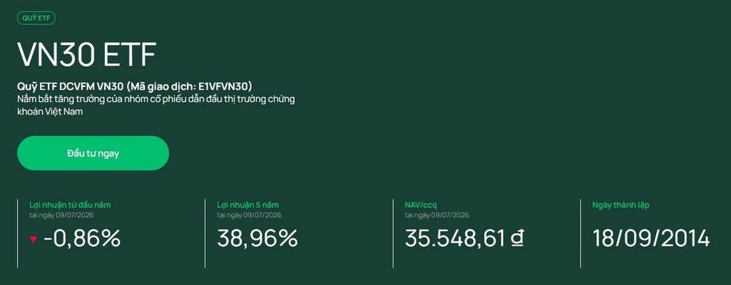 Quỹ ETF DCVFMVN30 – mô phỏng chỉ số VN30