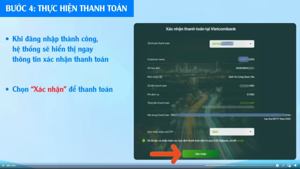Thực hiện thanh toán bảo hiểm y tế online