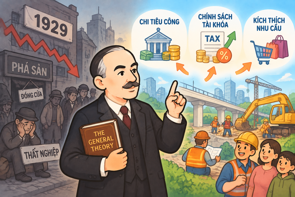 Ảnh minh họa cho trường phái kinh tế học Keynes