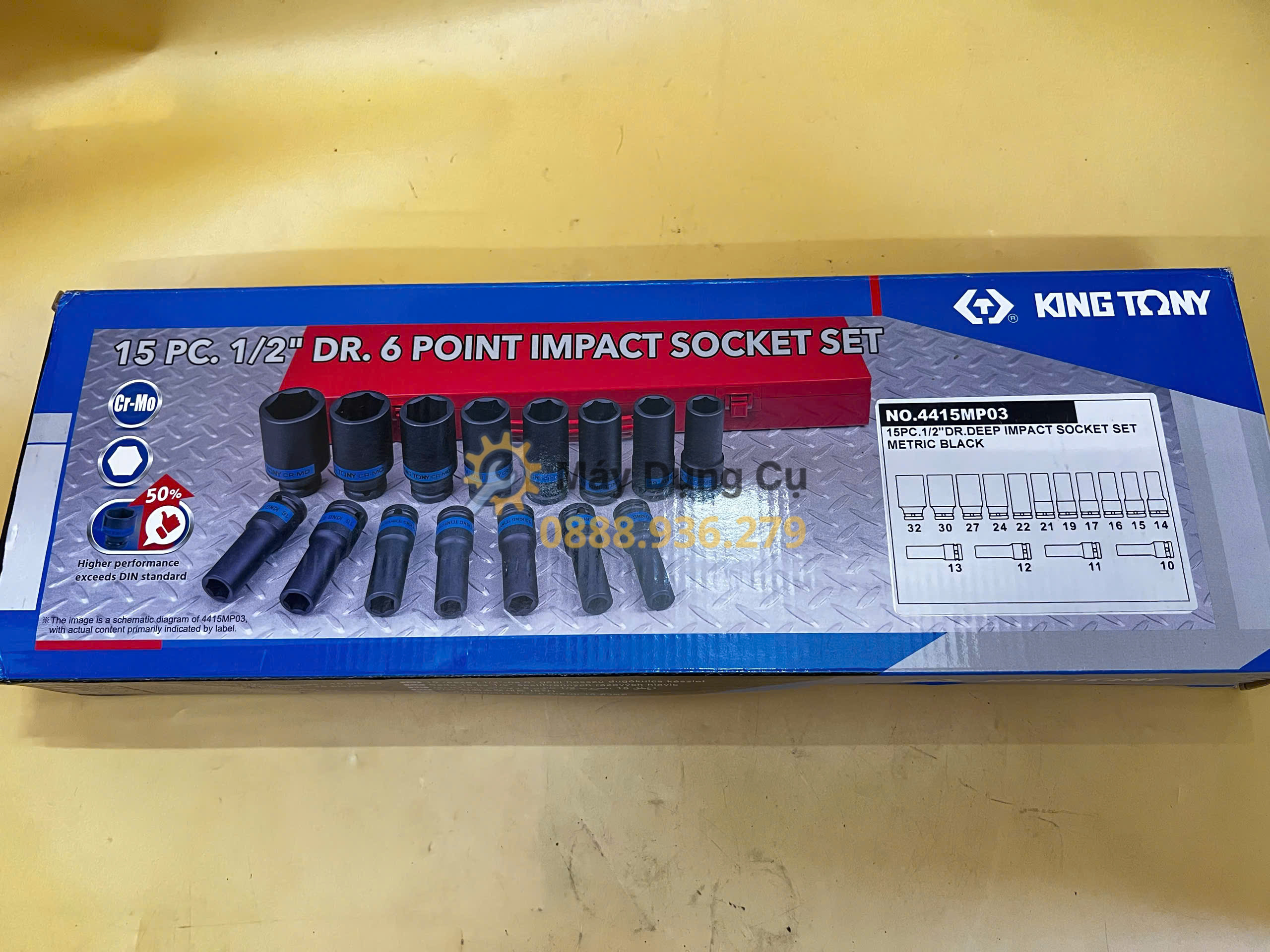 Bộ đầu tuýp lục giác 1/2 Kingtony 4415MP03 chính hãng