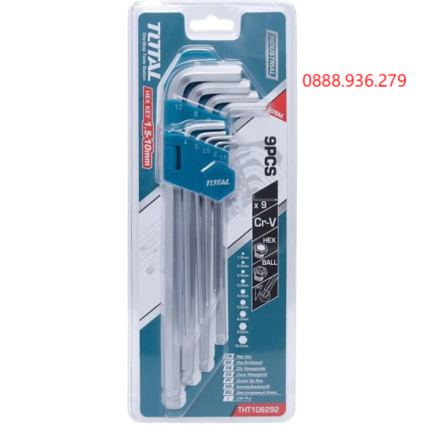 Bộ lục giác đầu bi dài 9 chi tiết Total THT106292 - hình 2