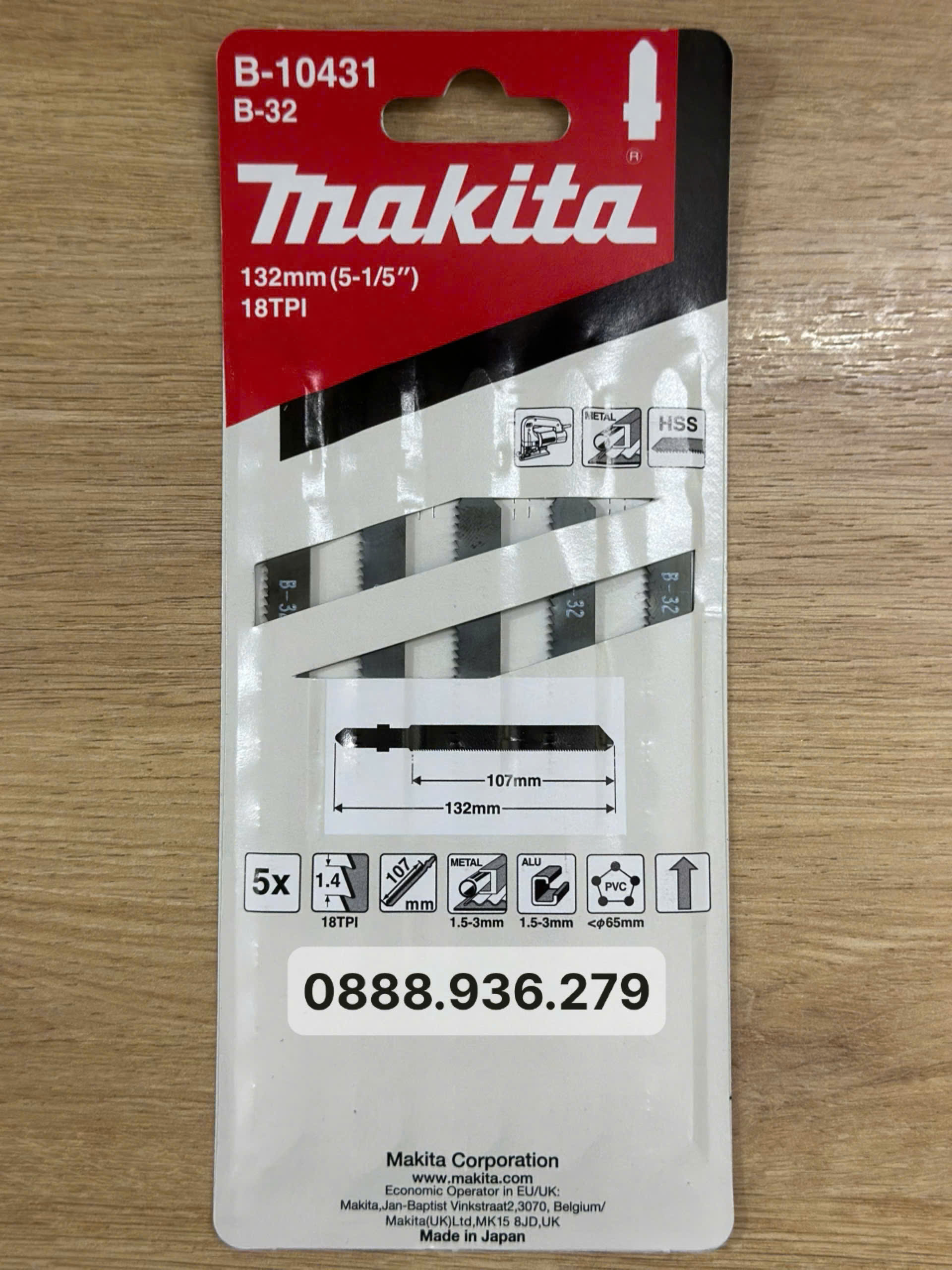 Bộ lưỡi cưa lọng Makita B-32 B-10431 chính hãng HSS 18TPI cắt kim loại nhôm PVC