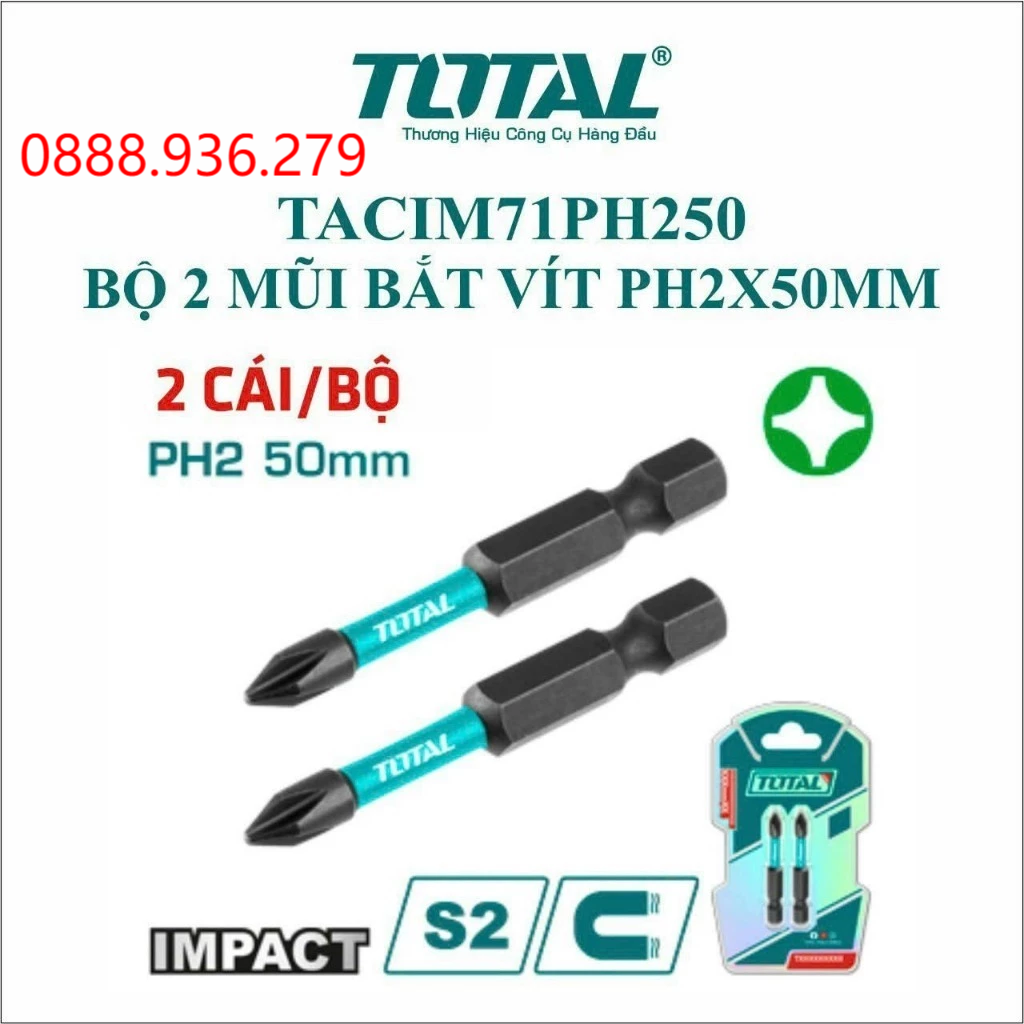 Bộ mũi vít bake 2 chi tiết Total TACIM71PH250 - Hình 1