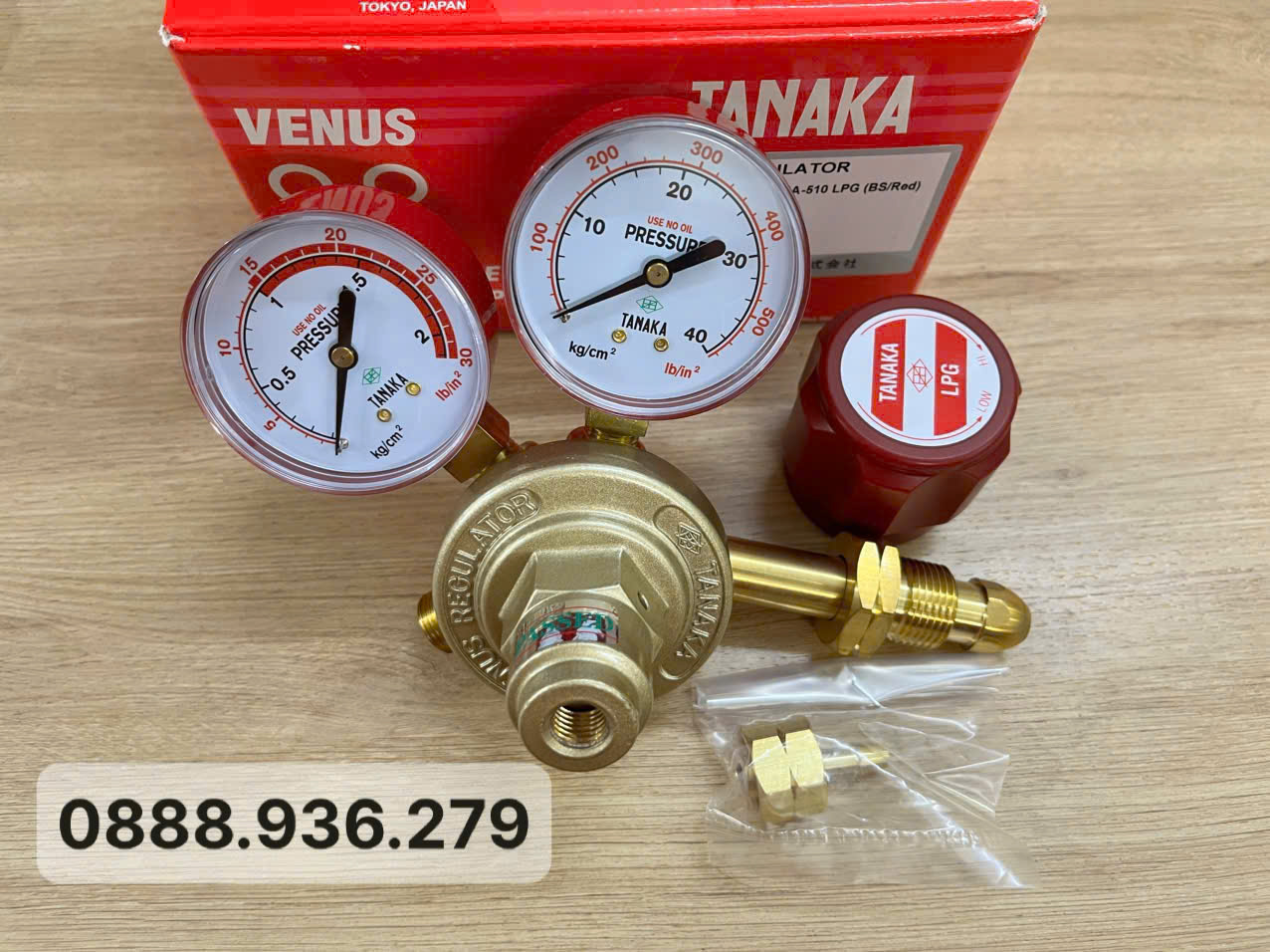 Đồng hồ điều áp gas CGA-510 LPG cấu tạo bền bỉ, hiển thị 2 mặt đồng hồ