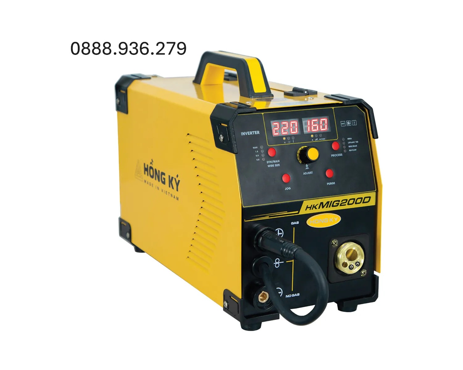 Máy hàn Hồng Ký HKMIG200D 200A – 9.6 KVA (6 kW), 20–160A, 510×310×355 mm – dễ di chuyển