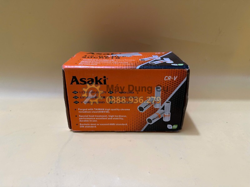 Hộp đầu tuýp dài 1/2 inch Asaki Cr-V chính hãng