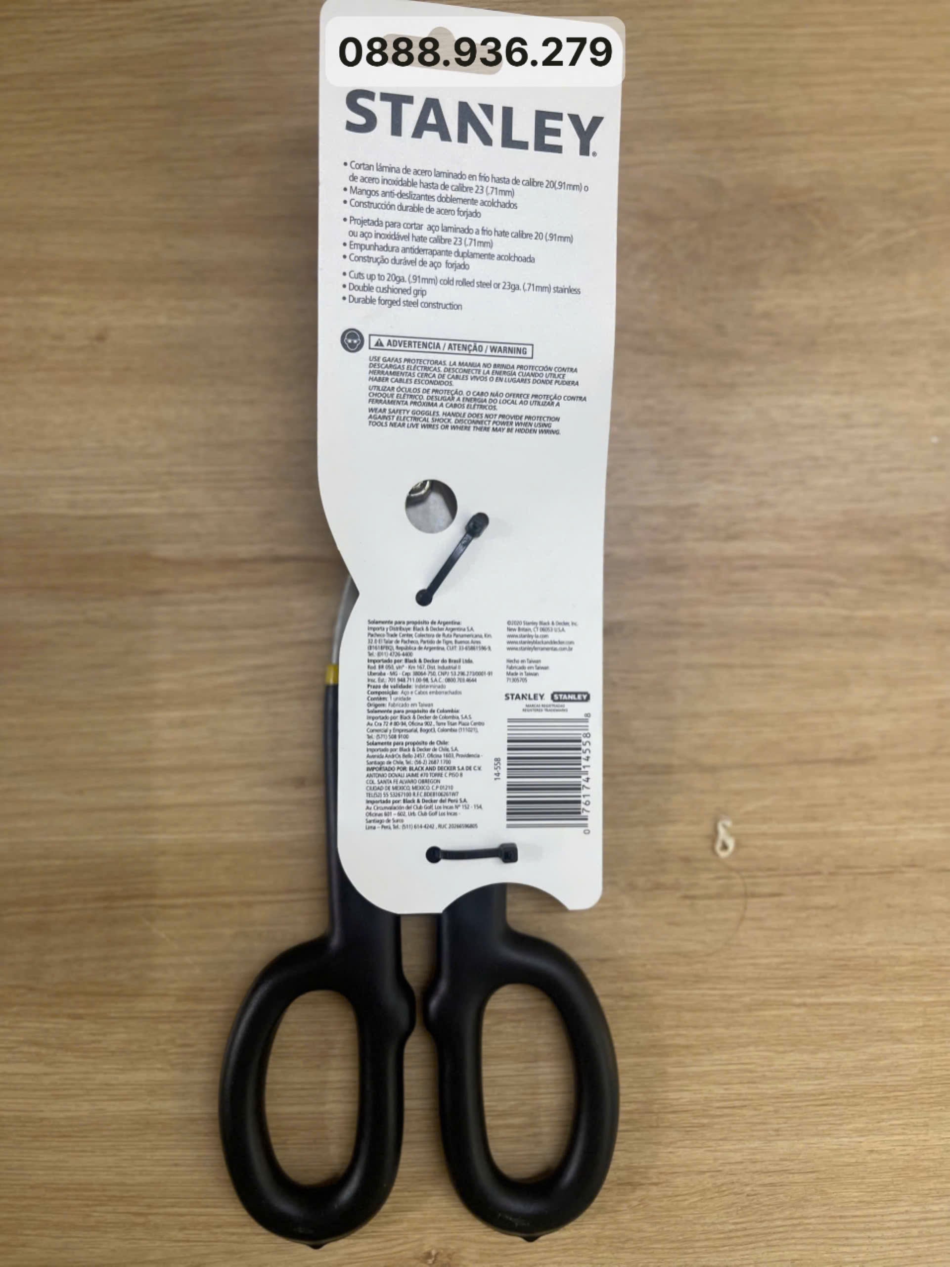 Kéo cắt sắt Stanley 14-558-22 12 inch (300mm) chính hãng, lưỡi mạ bạc