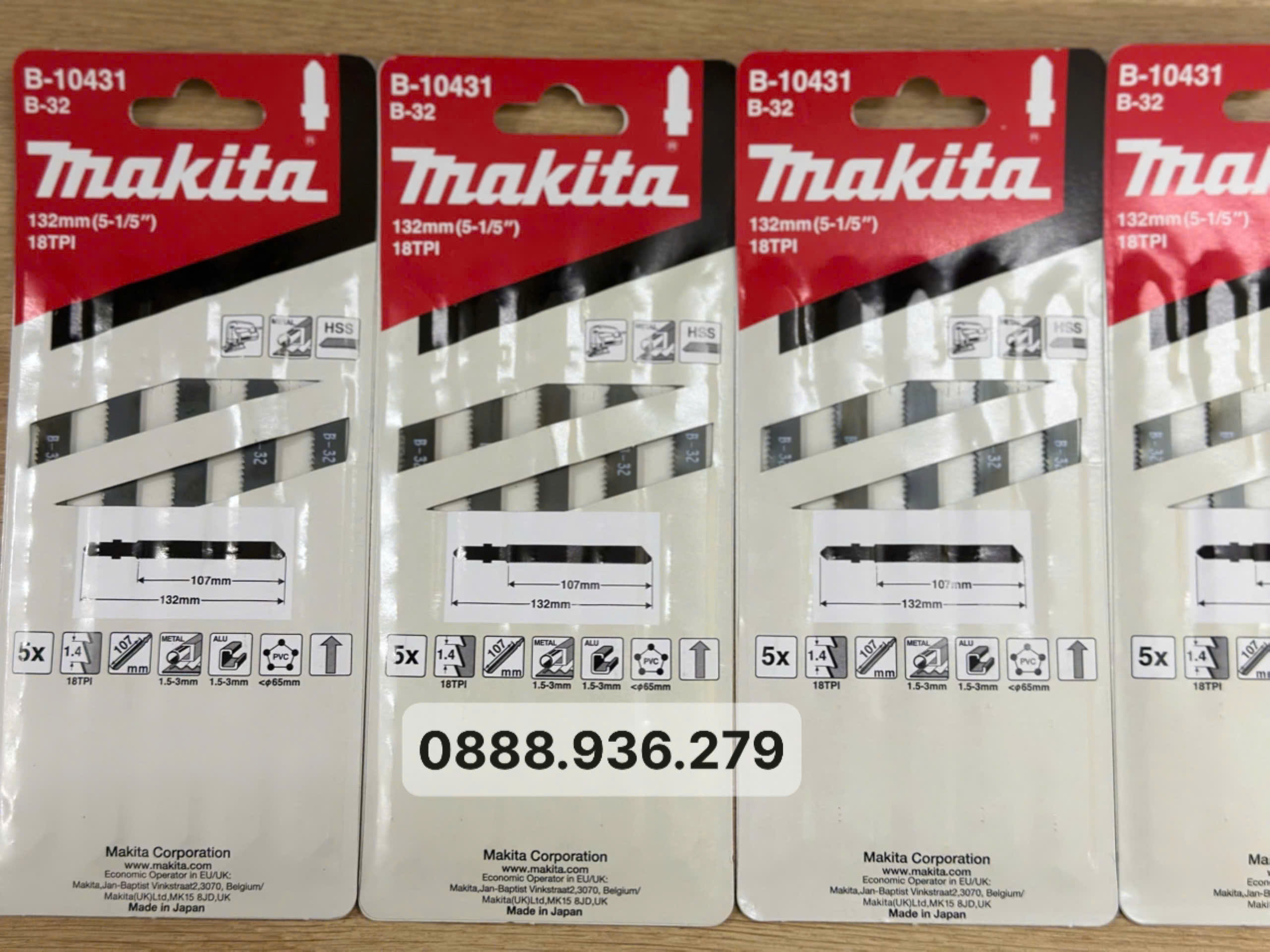 Makita B-10431 B-32 jigsaw blade T-shank HSS 18TPI 107mm