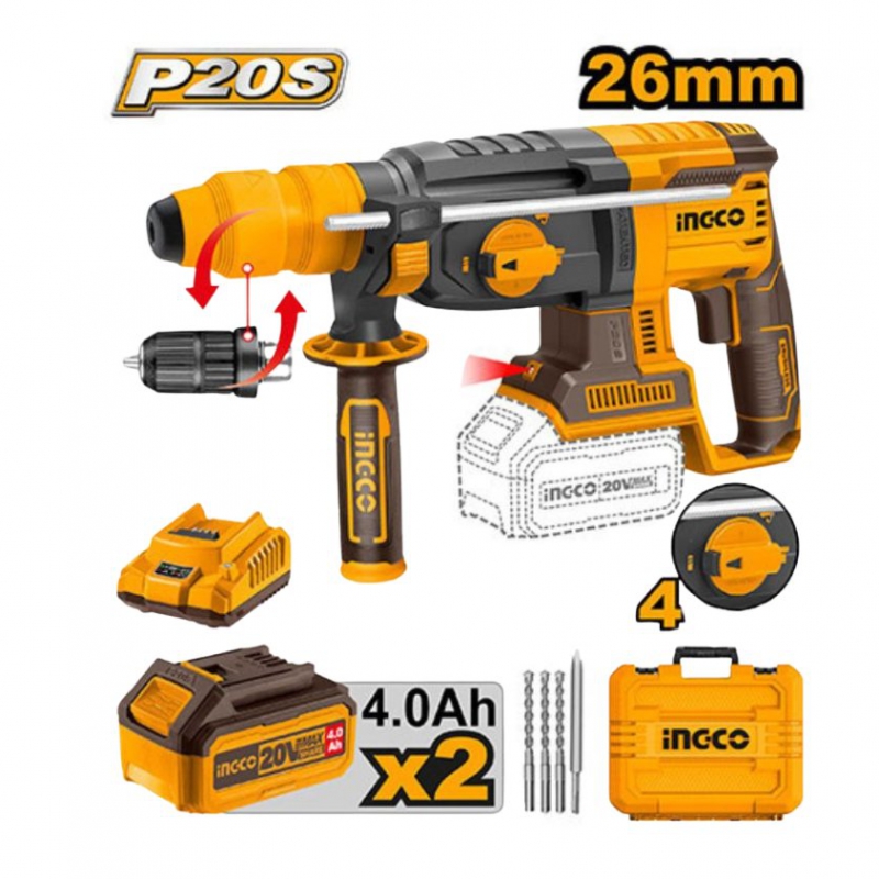 Máy khoan đục dùng pin 20V 26mm INGCO CRHLI202289 chính hãng
