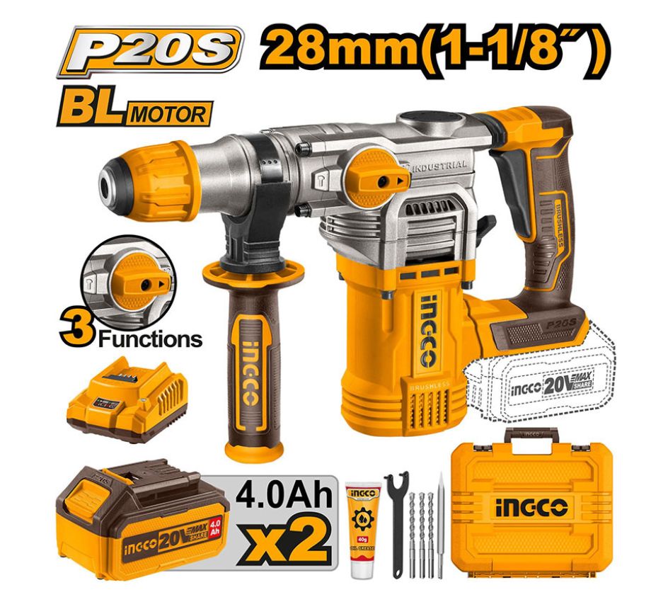 Máy khoan đục dùng pin 20V 28mm INGCO CRHLI202882 chính hãng