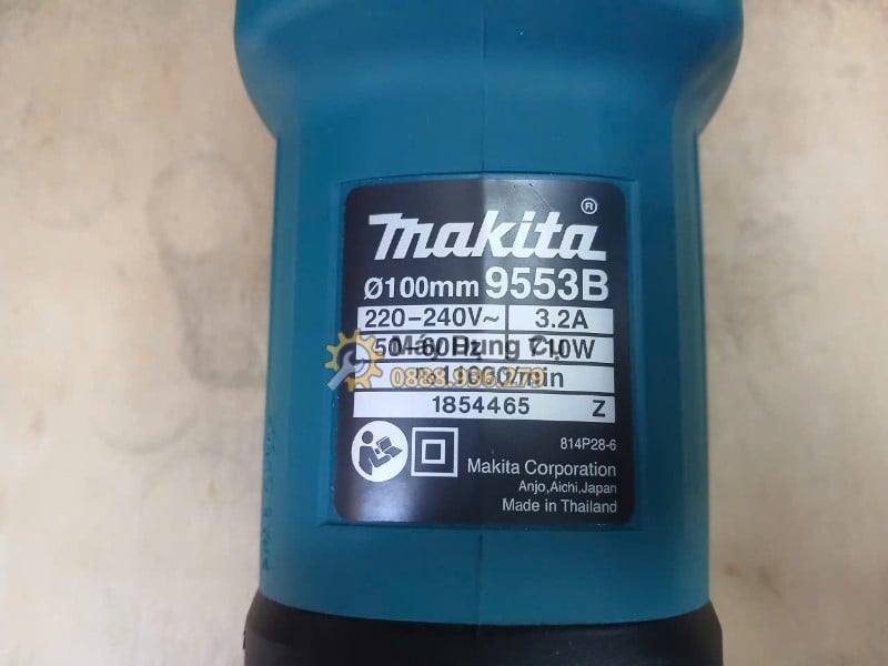 may mai goc makita 9553b nhan thong so tren than