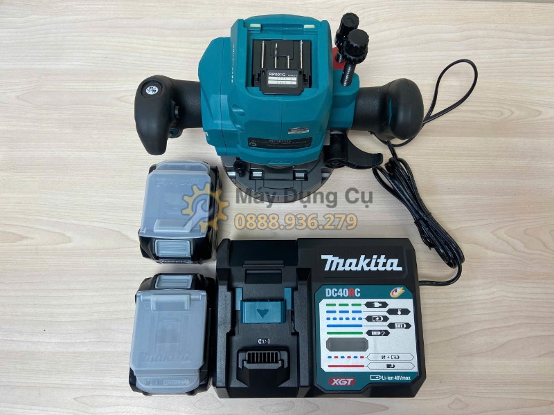 Máy phay gỗ dùng pin 40V Max Makita RP001GZ 12.7mm bộ 2 pin 1 sạc