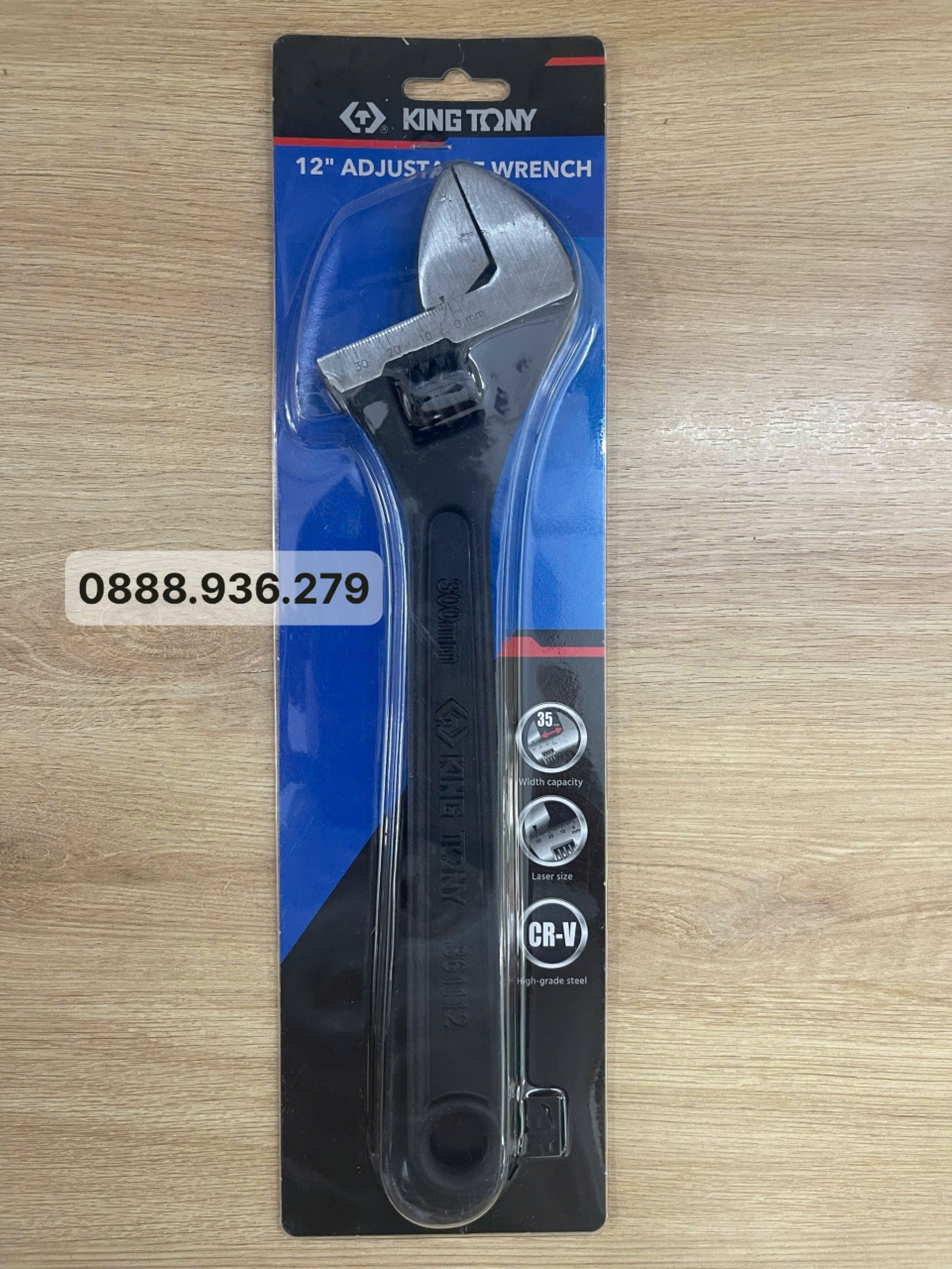 Mỏ lết đen 300mm Kingtony 3611-12P chính hãng – thép Cr-Mo, chống trượt, độ bền cao, độ chính xác cao