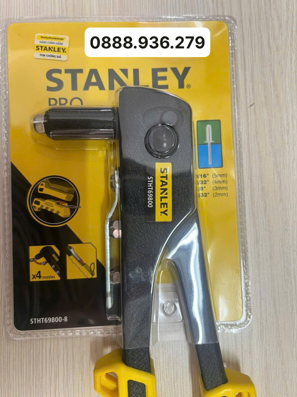 Kìm rút rivet Stanley STHT69800-8 tay cầm công thái học, thao tác nhẹ mối tán chắc