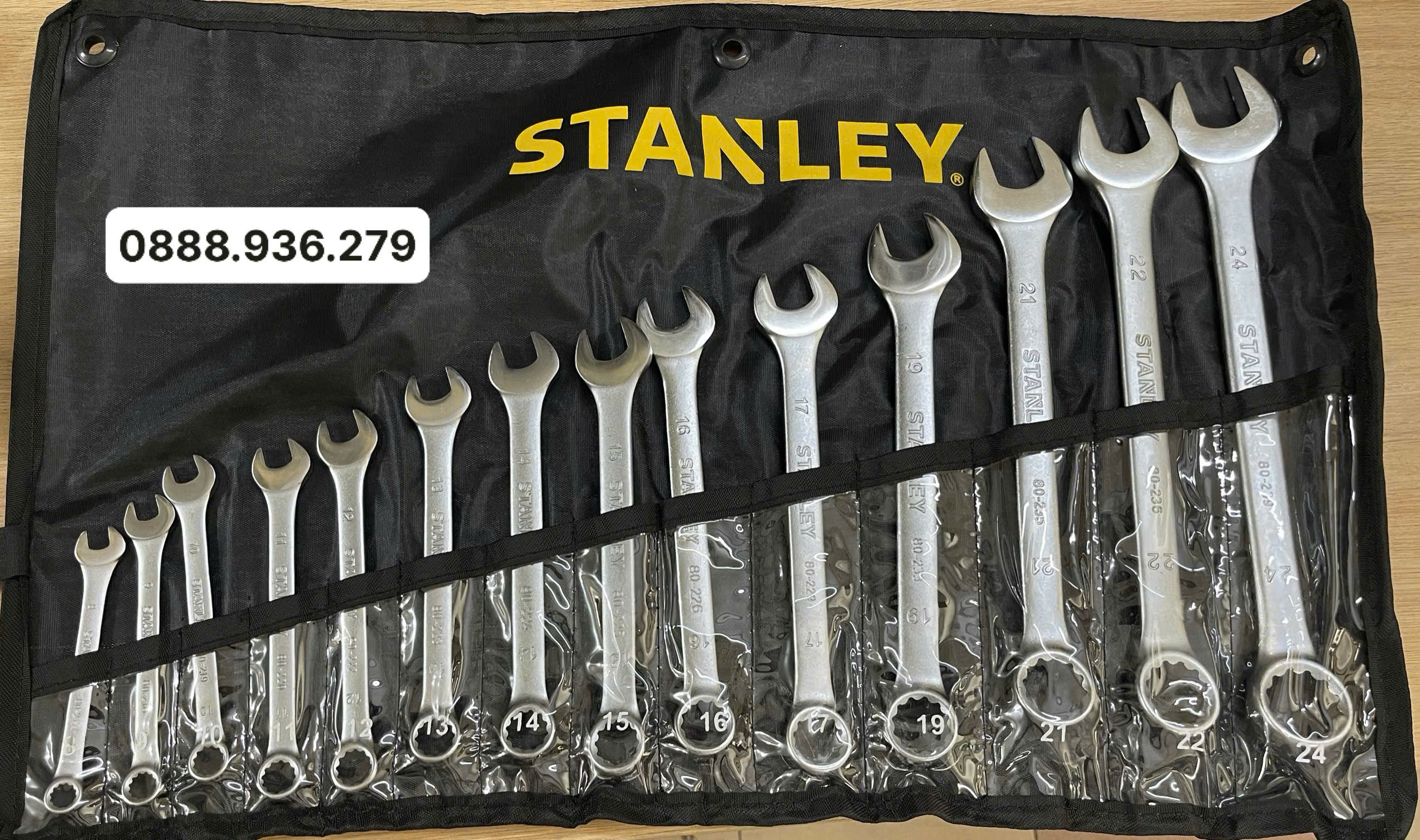 Bộ cờ lê vòng miệng Stanley STMT80946-8 14 chi tiết 8-24mm chính hãng, thép CR-V mạ chrome