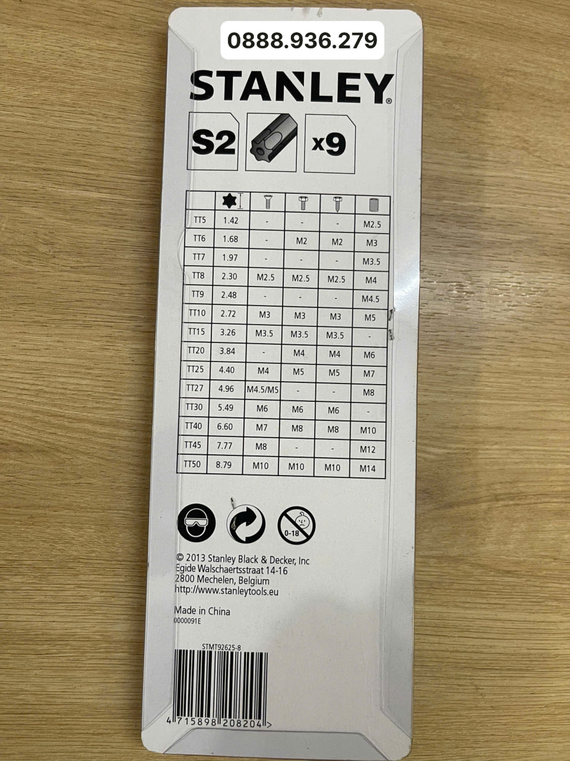 Bộ chìa lục giác sao Stanley STMT92625-8 9 món Torx T10 T15 T20 T25 T27 T30 T40 T45 T50 cho cơ khí điện tử ô tô