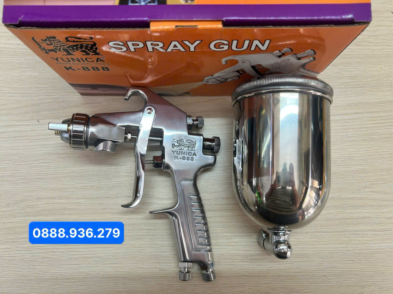 Súng phun sơn Yunica K888-G1.5 chính hãng Taiwan phù hợp sơn gỗ kim loại ô tô