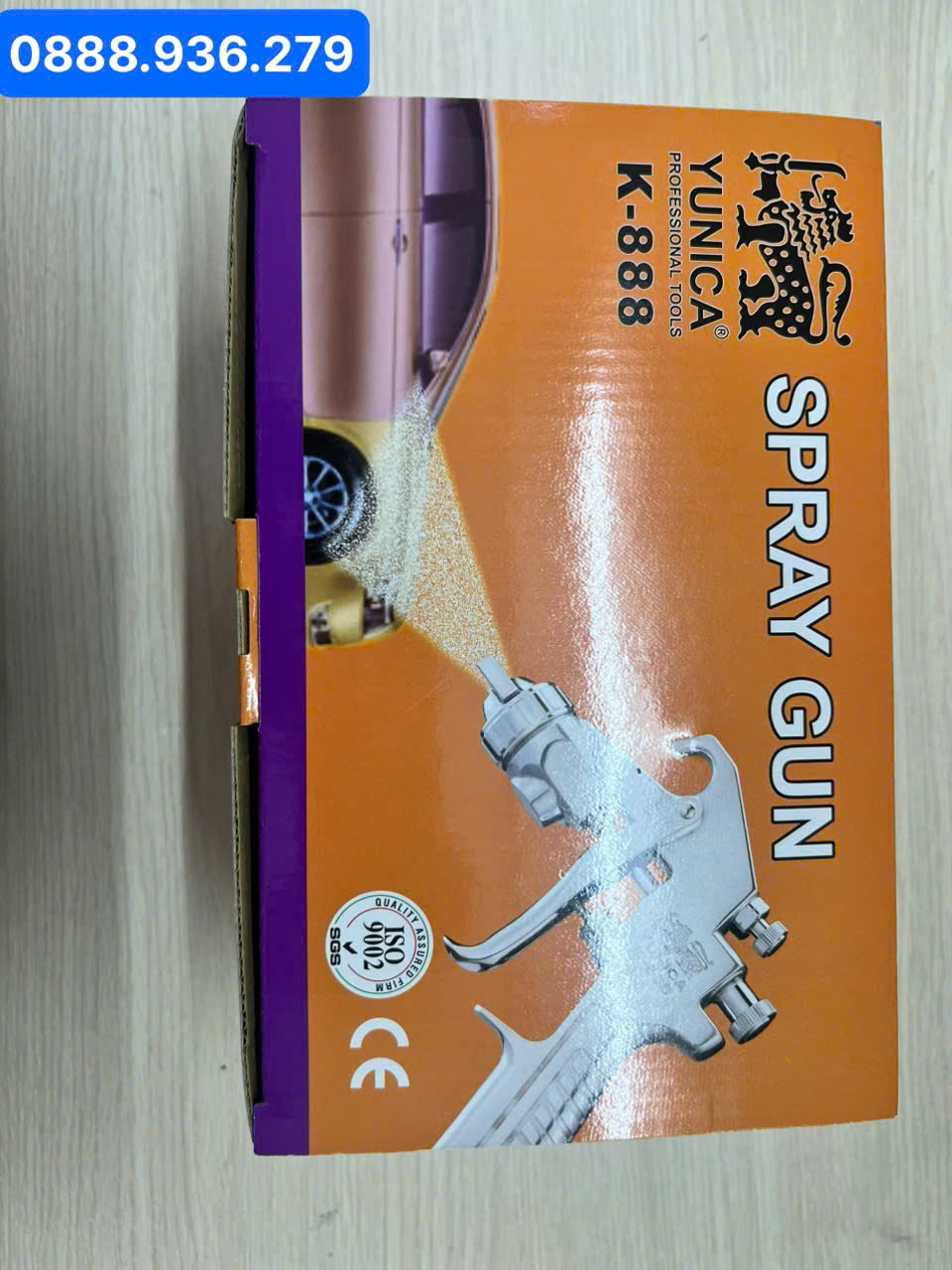 Súng phun sơn Yunica K888-G1.5 béc 1.5mm cho xưởng sơn ô tô gỗ kim loại
