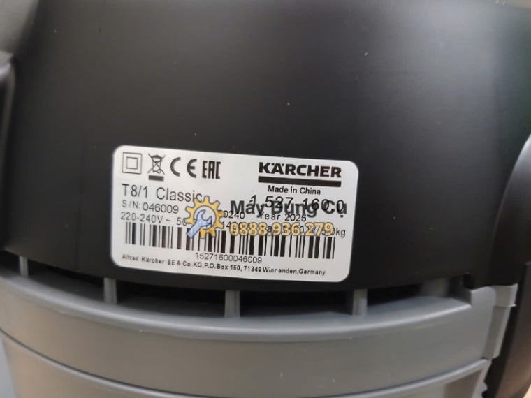 Tem thông số máy hút bụi Karcher T 8/1 Classic