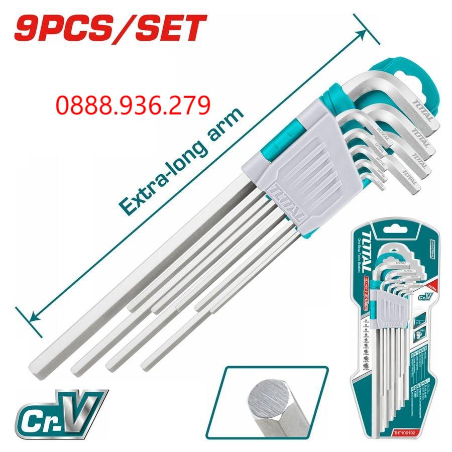 Bộ lục giác đầu bằng dài 9 chi tiết Total THT106192 - hình 1