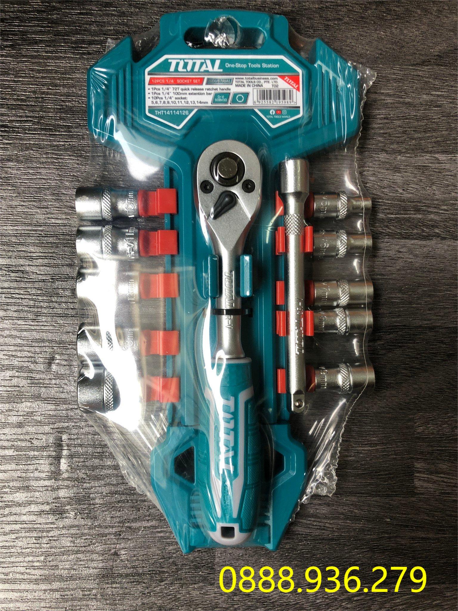 Bộ cờ lê lực và đầu tuýp Total THT14114126