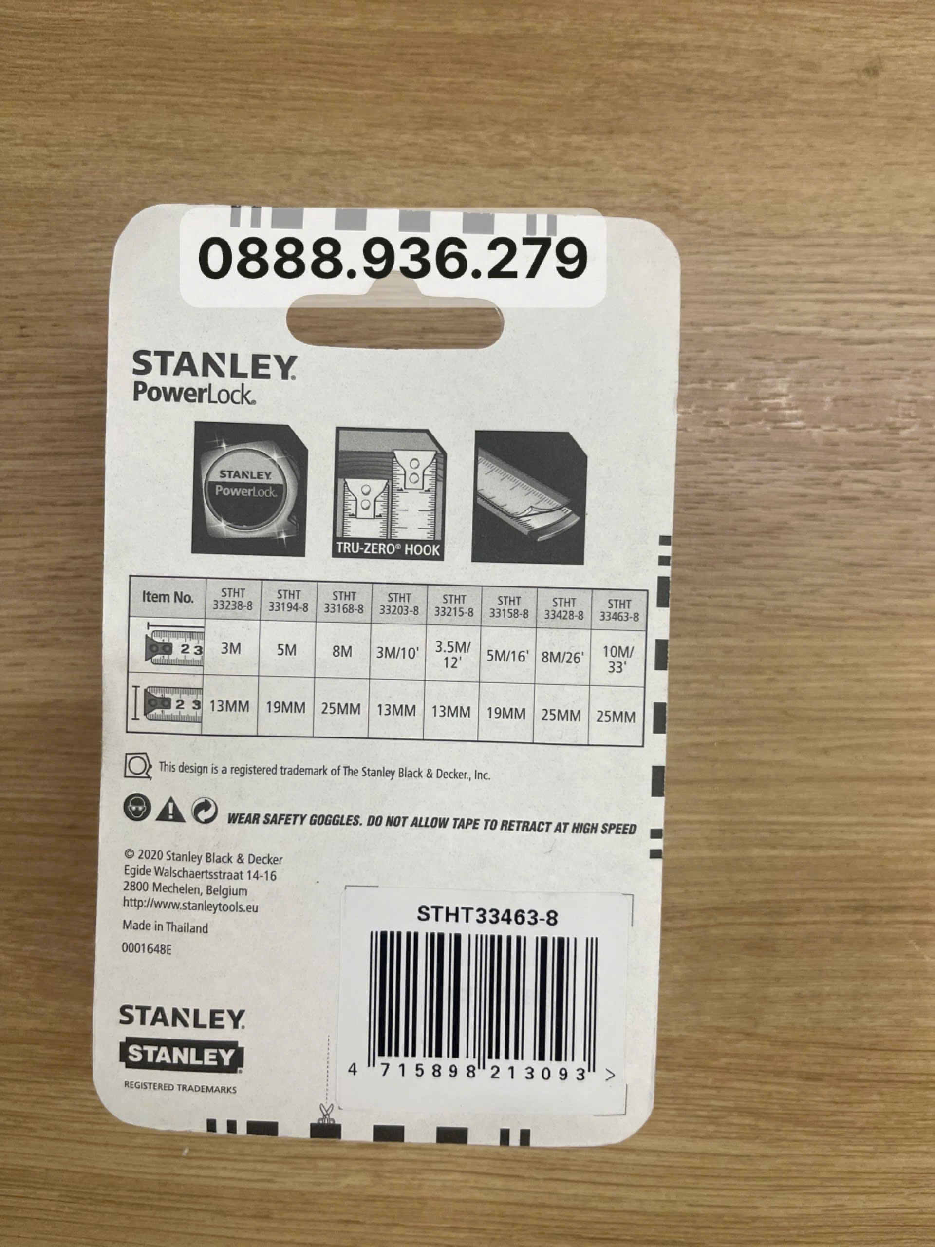 Stanley STHT33463-8 thước cuộn thép 10m vỏ ABS mạ crôm, bền chịu va đập