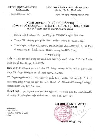 NGHỊ QUYẾT 03/2026/NQ-HĐQT (V/v Chốt danh sách cổ đông thực hiện quyền)
