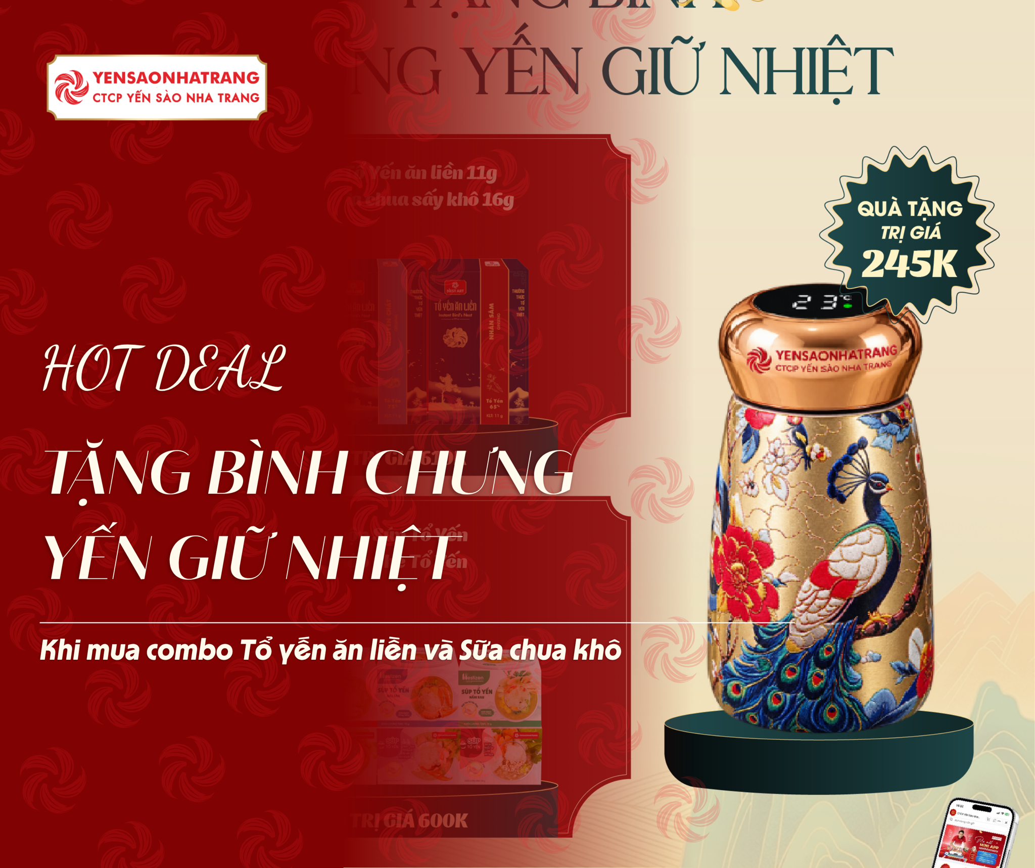 MUA COMBO TỔ YẾN ĂN LIỀN, TẶNG BÌNH GIỮ NHIỆT 245K