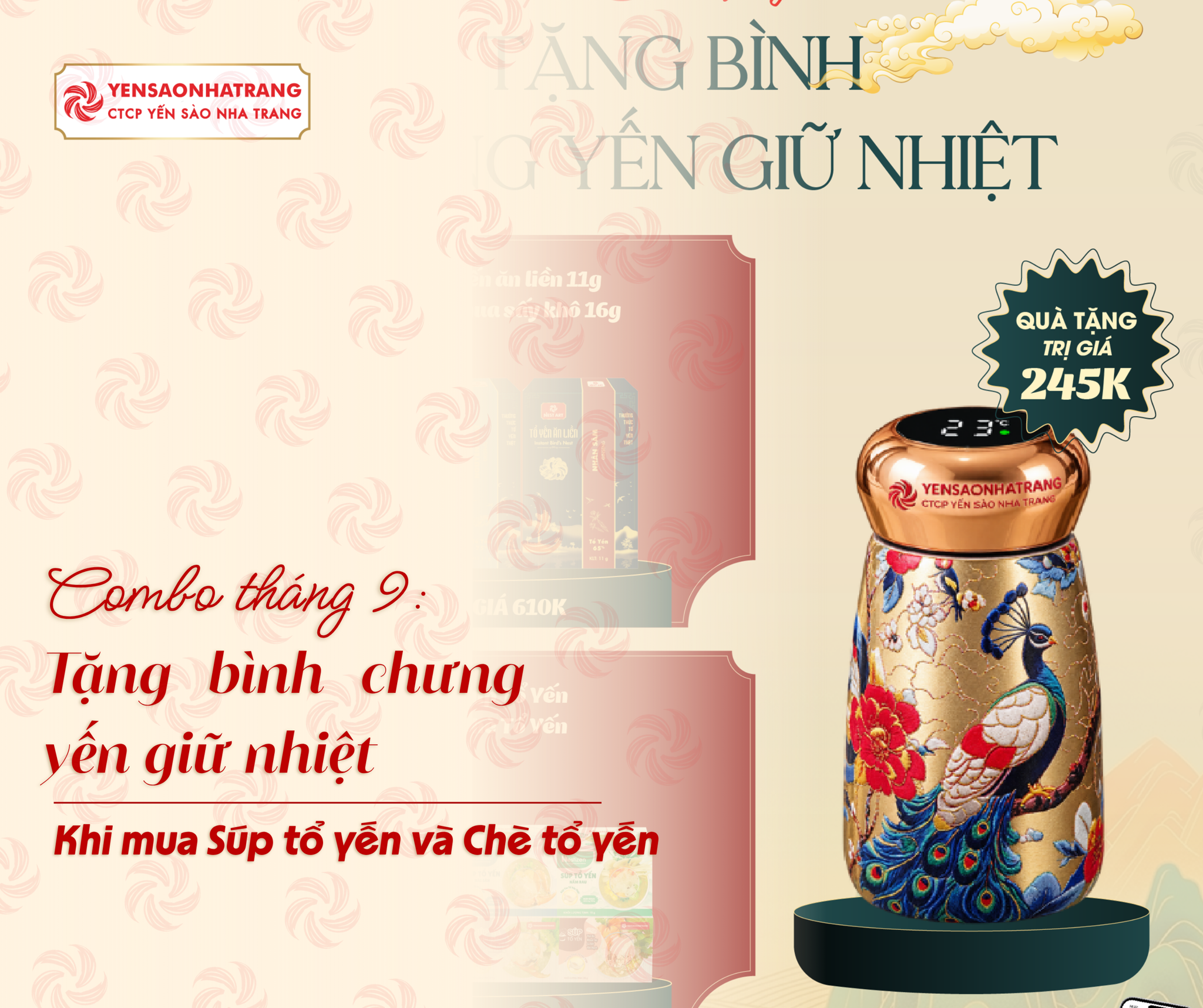 MUA COMBO SÚP & CHÈ TỔ YẾN, TẶNG BÌNH GIỮ NHIỆT 245K