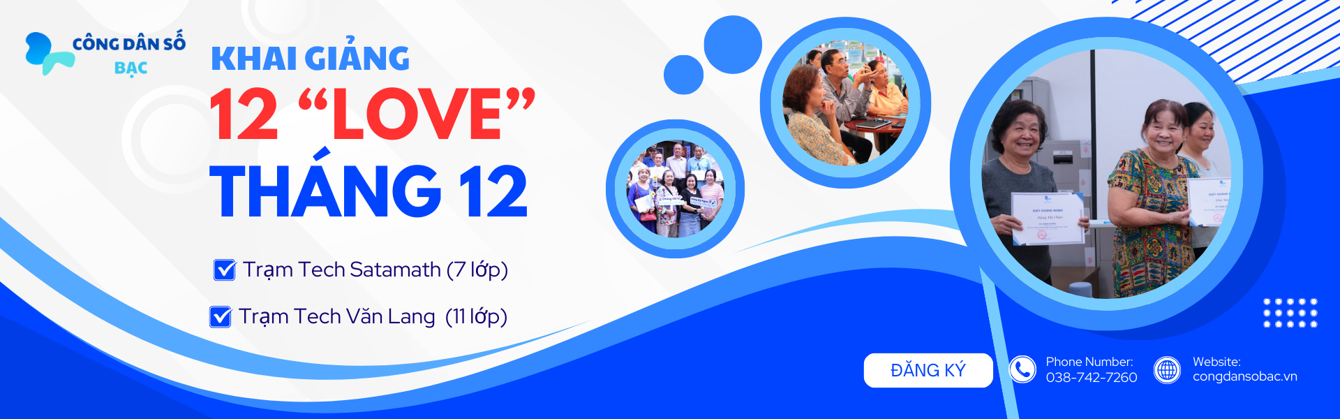 Lịch khai giảng các lớp kỹ năng số Tháng 12 của Công Dân Số Bạc