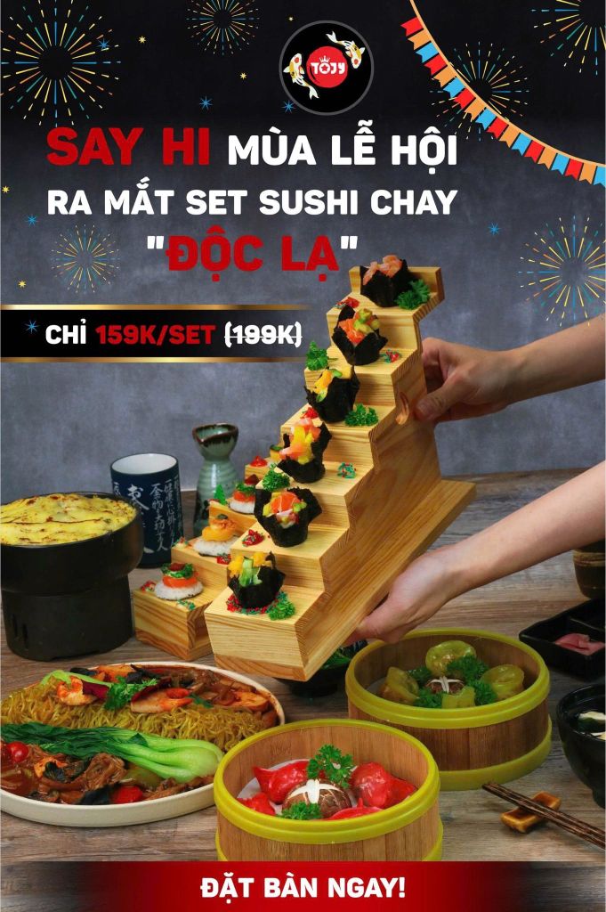 🥗 TRẢI NGHIỆM MỚI LẠ “NẤC THANG SUSHI THĂNG HOA” TẠI TOJY CHỈ 159K?