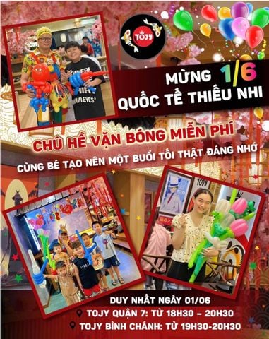 🎈 QUỐC TẾ THIẾU NHI TẠI TOJY – BÓNG BAY ĐỦ SẮC, BÉ CƯỜI NGÂY NGẤT  ✨