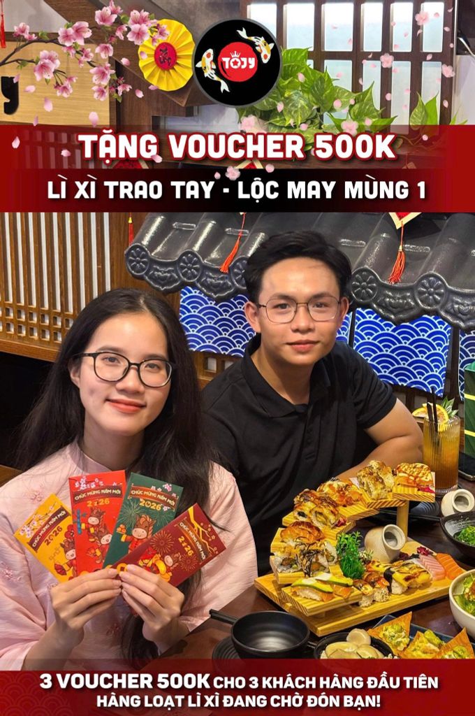 🧧 KHAI XUÂN MÙNG 1 - XÔNG ĐẤT TẠI TOJY, NHẬN NGAY VOUCHER 500K 🧧