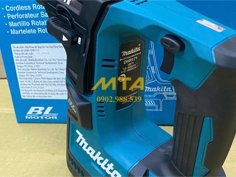 Tem model máy khoan búa dùng pin Makita DHR171 chính hãng